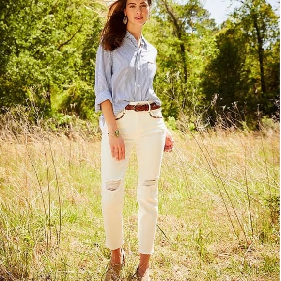 Driftwood x Folklore Gizelle Skinny Leg Embroidered Distressed Denim Jeans - Picture 6 of 14